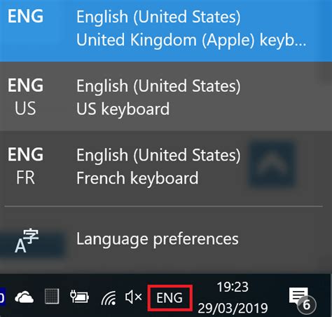 keyboard language windows 10